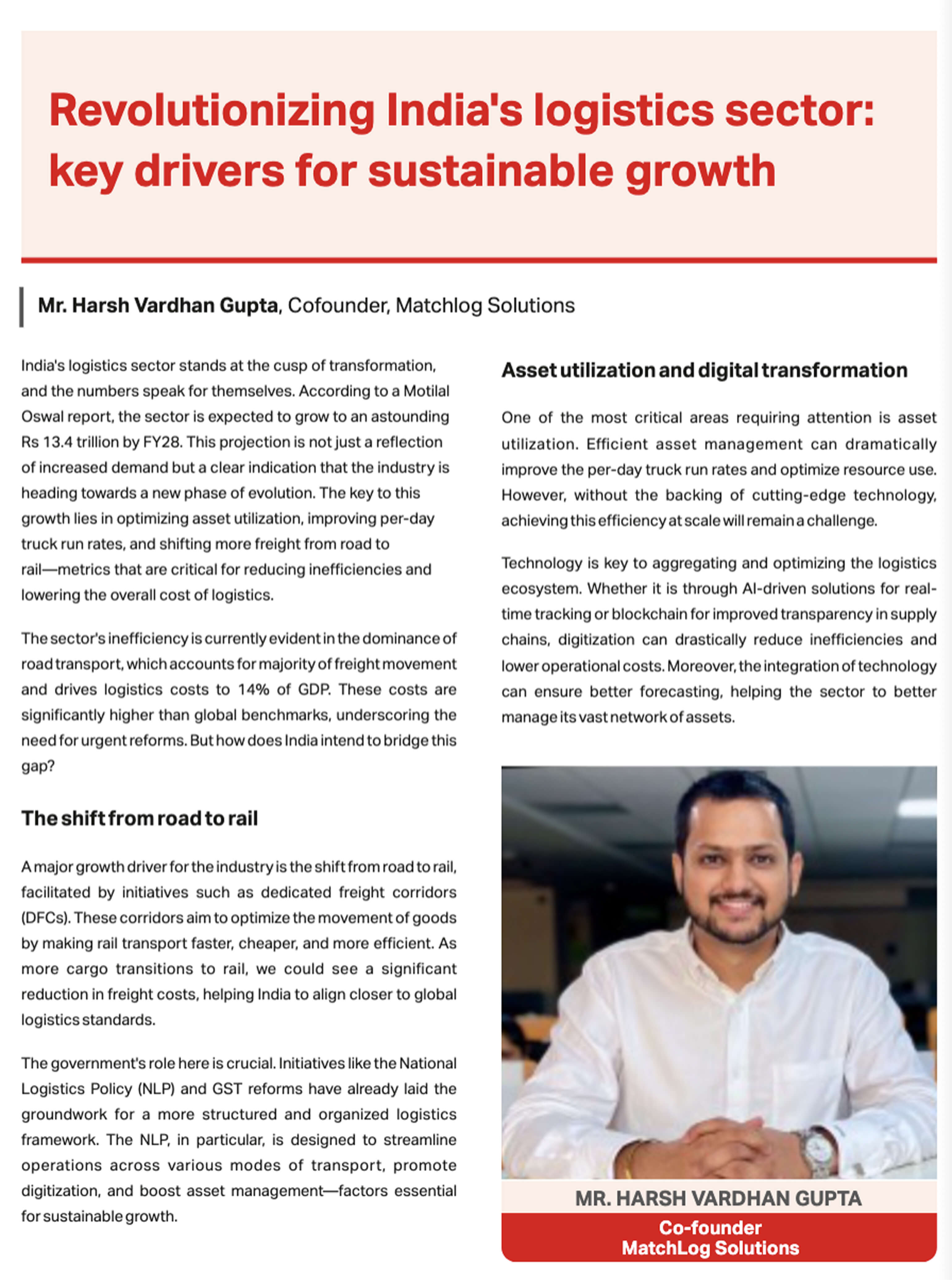 Transforming India's logistics: key factors for growth